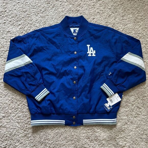 Starter Los Angeles Dodgers Satin Jacket Mens Royal Blue Jacket - Picture 1 of 5